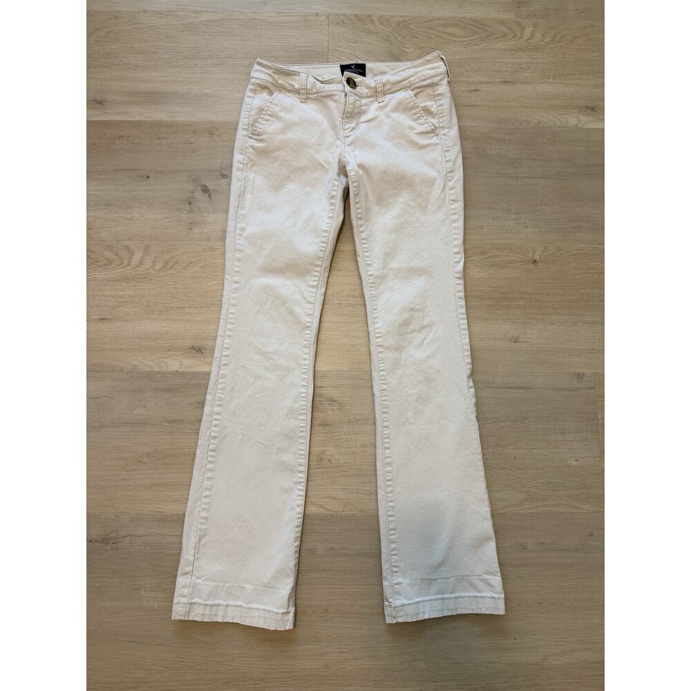 American Eagle Outfitters Pants Women's 0 Kick Boot Stretch Low Rise Beige